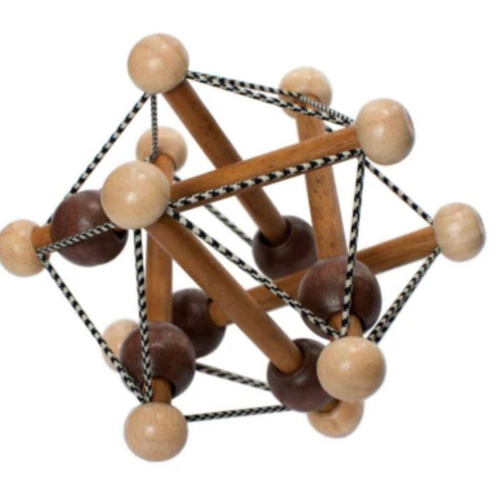 Manhattan Toy Artful Skwish Wooden Baby Rattle and Motor Skill Activity Baby Toy